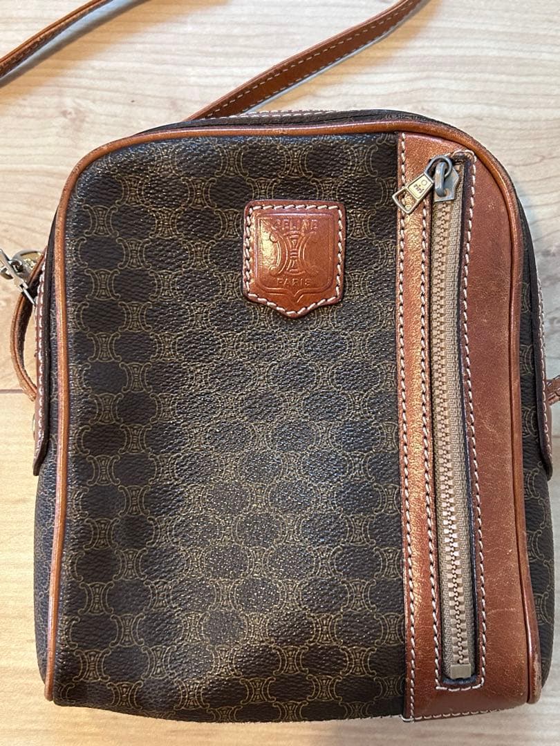 CELINE ブラウン　ヴィンテージ　ショルダーバッグ　マカダム柄