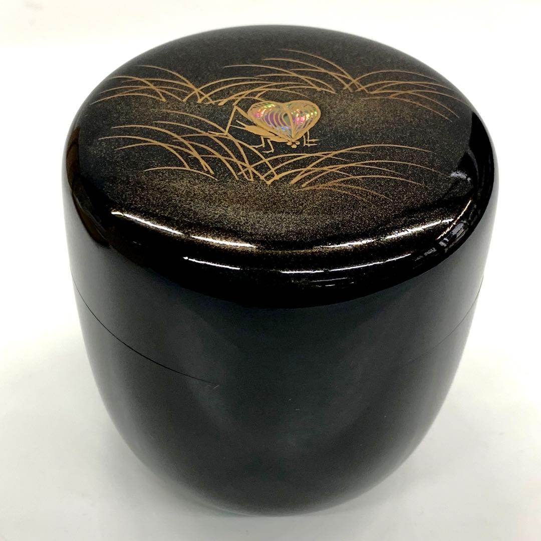 【中棗　芒に鈴虫】田中宗凌　共箱