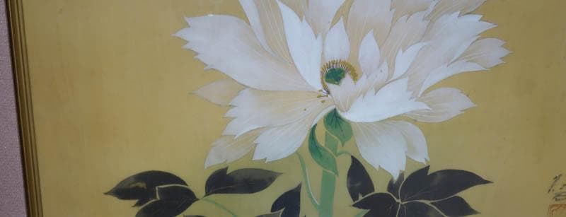 真作　日本画　真作　花　牡丹　額装 額71cm×65ｃｍ 深石　2128