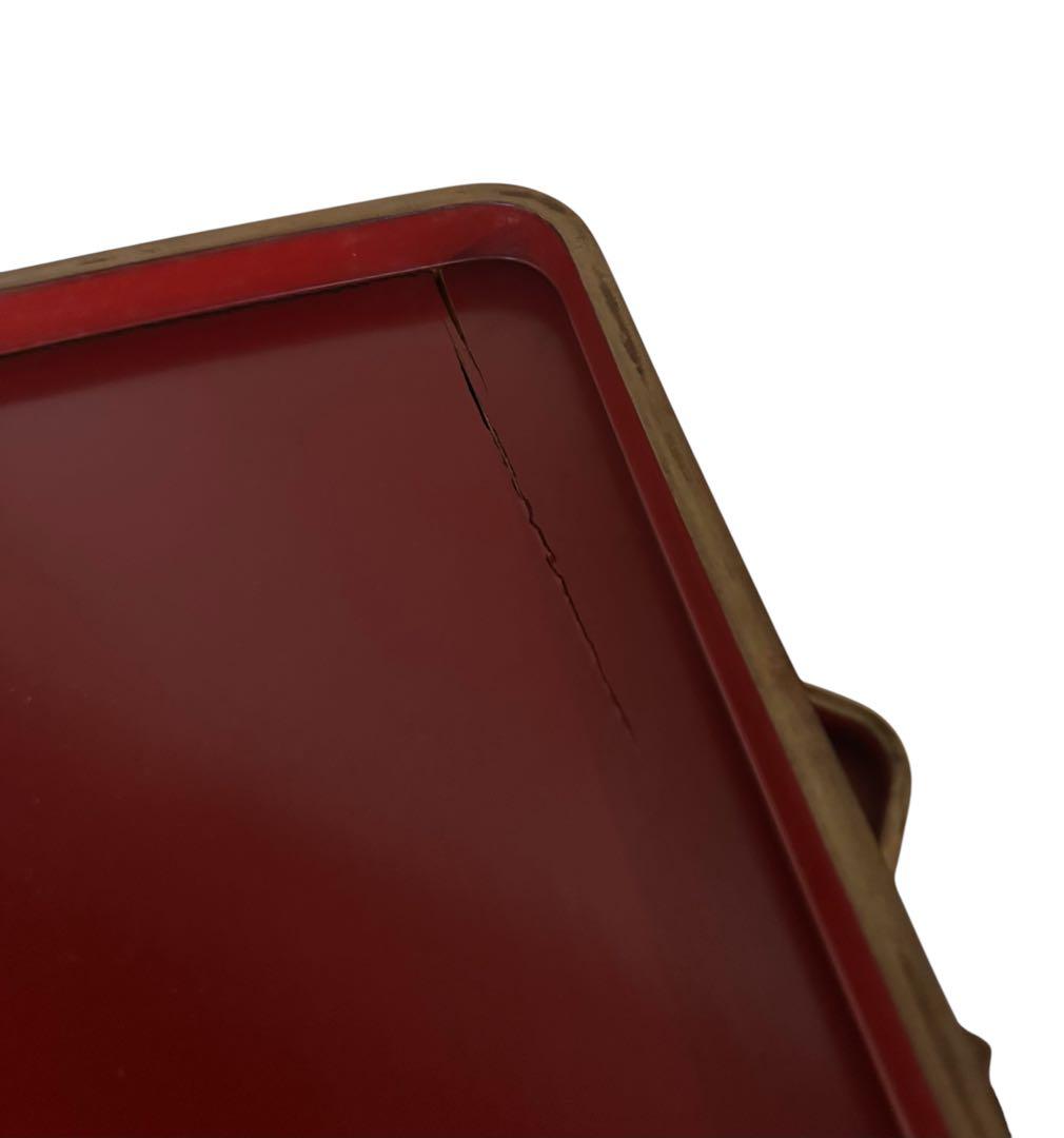 輪島塗 脚付膳 入れ子　５客 明治期 廣盆 漆器 蒔絵 黒朱塗沈金 漆塗