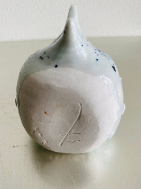 加藤静允　染付吹墨魚水滴　共箱　白洲正子　文房四宝