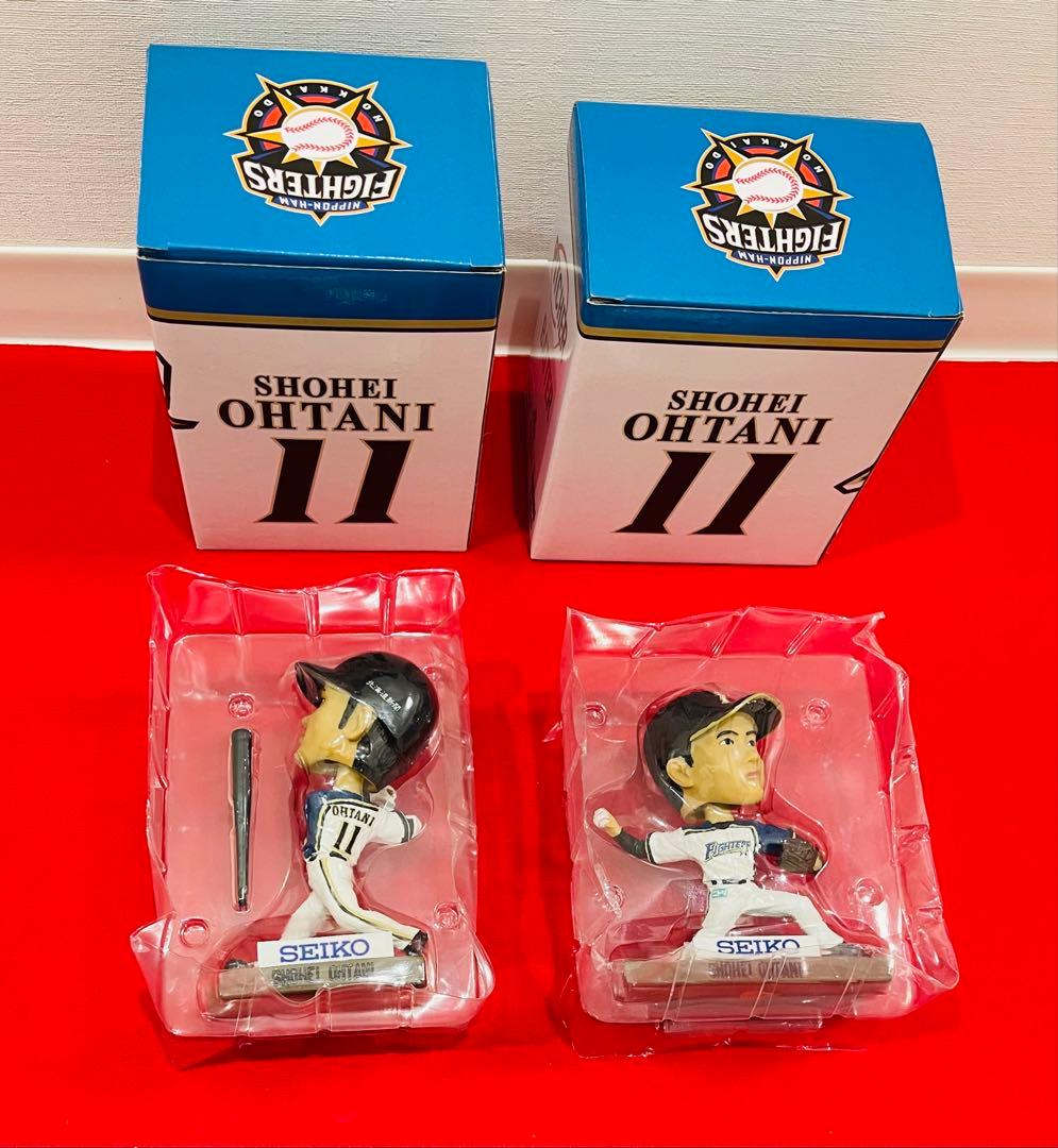 大谷翔平 OHTANI 日ハム時代　ボブルヘッド人形　SEIKOロゴ　二刀流2体