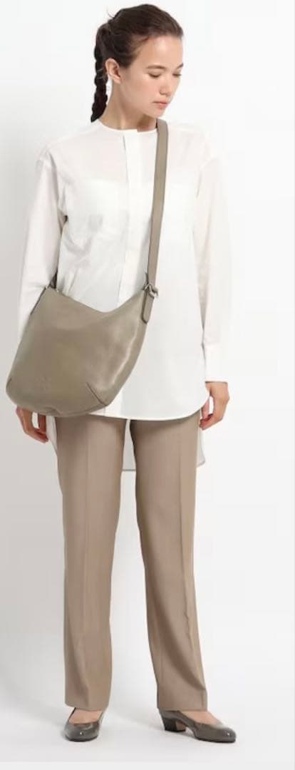 HIROFU (ソーロ)グレーベージュレザーショルダーバッグ M 2WAY 本革