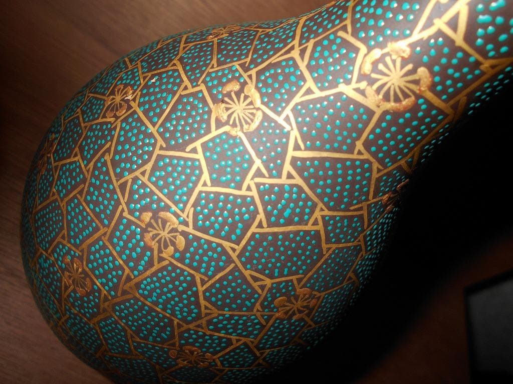 【 九谷焼　未使用 】 九谷焼　氷梅二青粒　鶴首　花瓶　晴山　細密青粒　寺山晴山