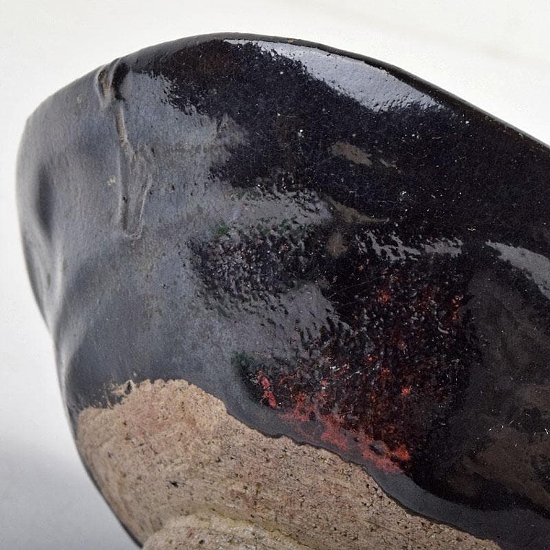 茶道具　楽吉左衛門作　黒楽平茶碗　時代箱　M　R9349