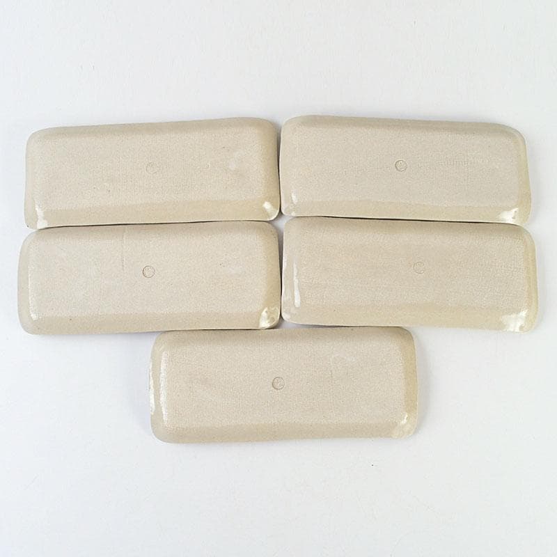 和食器　茶懐石　瀬戸焼　葵窯　灰釉長皿　五客　共布共箱　V　9584