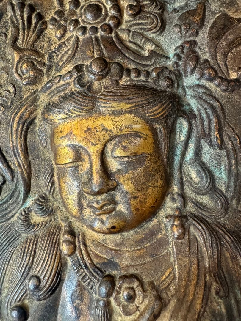 2707 銅製　観世音菩薩　仏像　置物　壁掛け　時代物