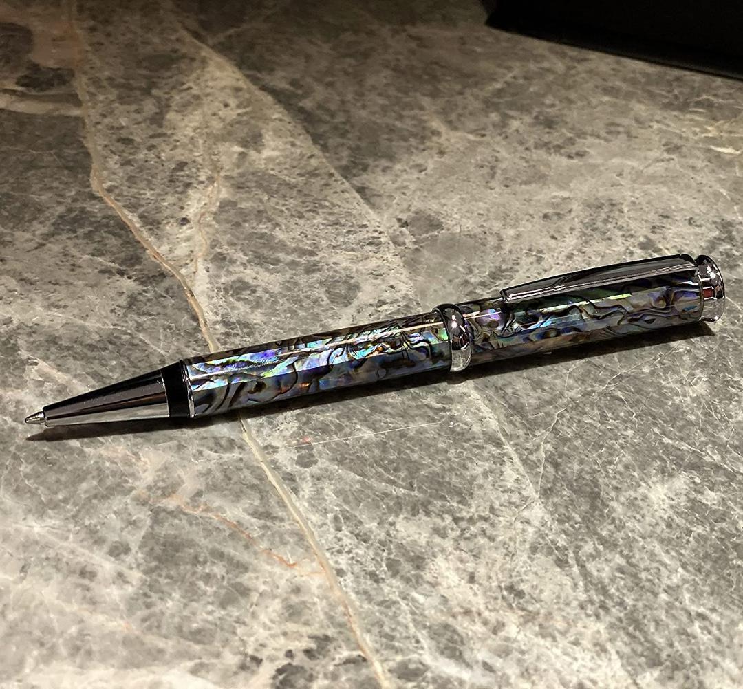 匿名配送　LACHIEVA LUX高級筆記具 天然貝殻 鮑 アワビ油性ボールペン