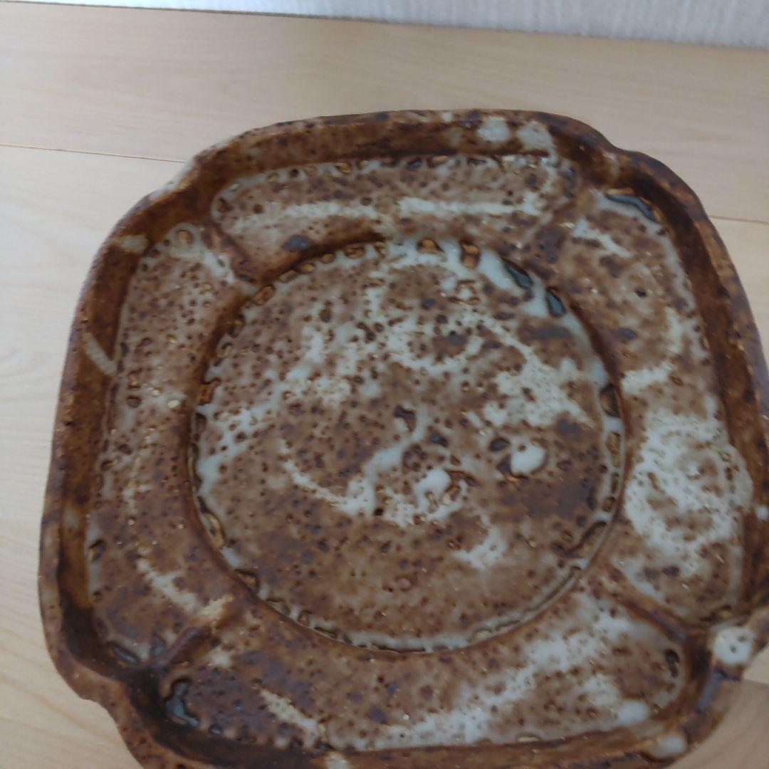 江川勝子  柿志野  足付き角皿