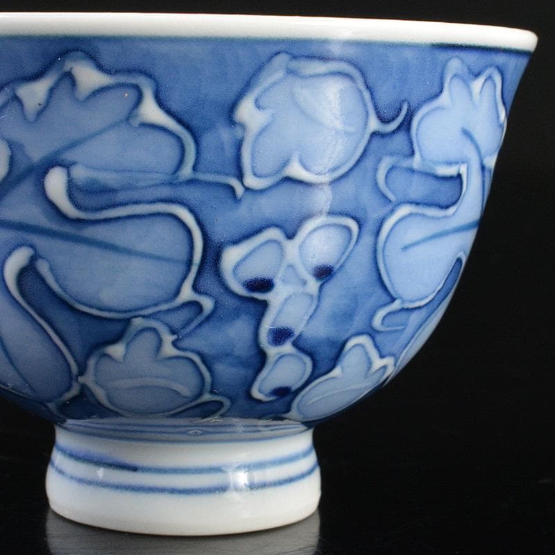 煎茶道具　 染付　柘榴文　煎茶碗　六客　在銘　V　R6774