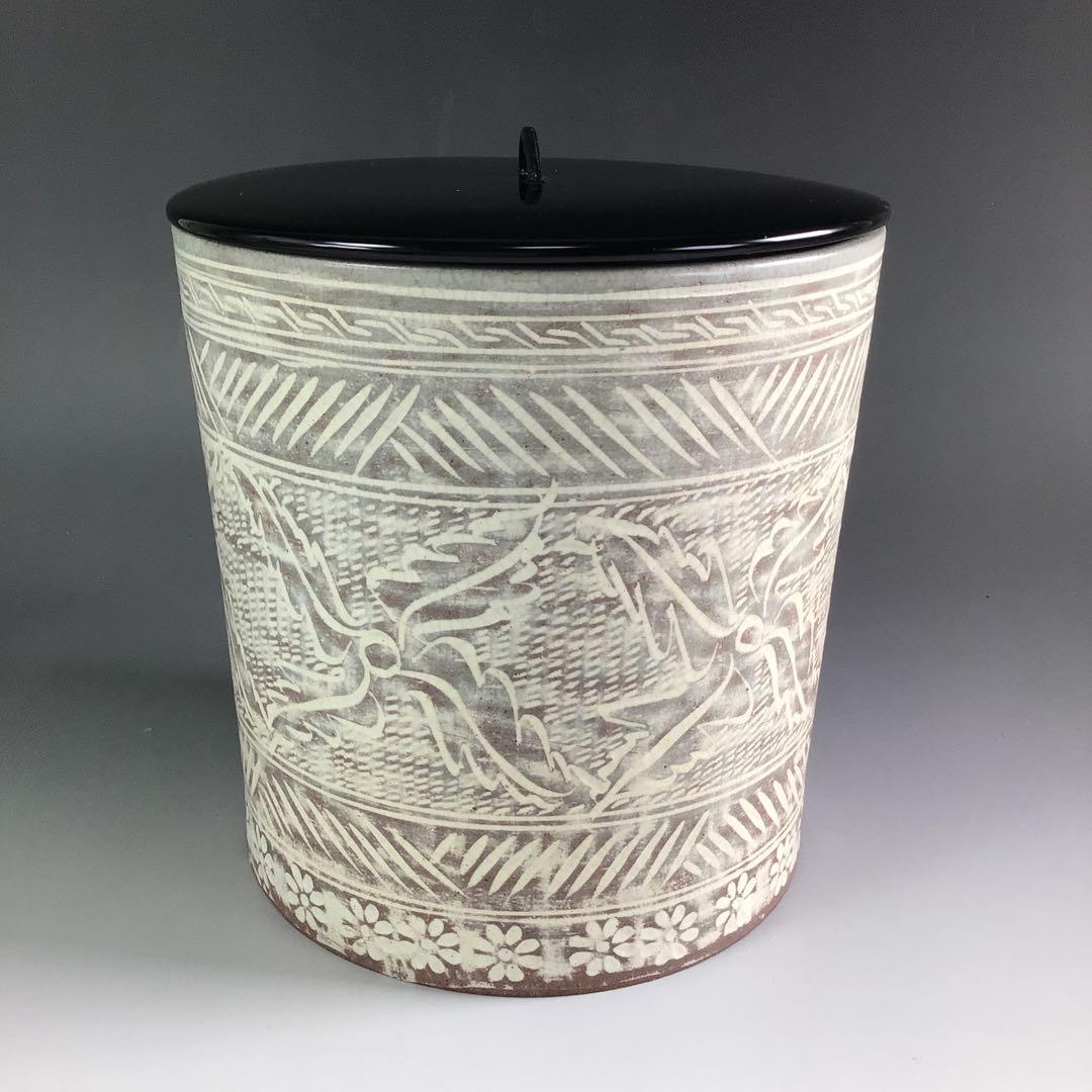 Ｒ９　水指　『趙誠主造』『御本三島』『一重口水指』　共箱　茶道具