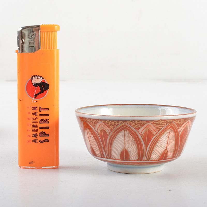 煎茶道具　九谷焼　古九谷　赤絵金彩　椛文　煎茶器　五客　時代箱付　V　R6018