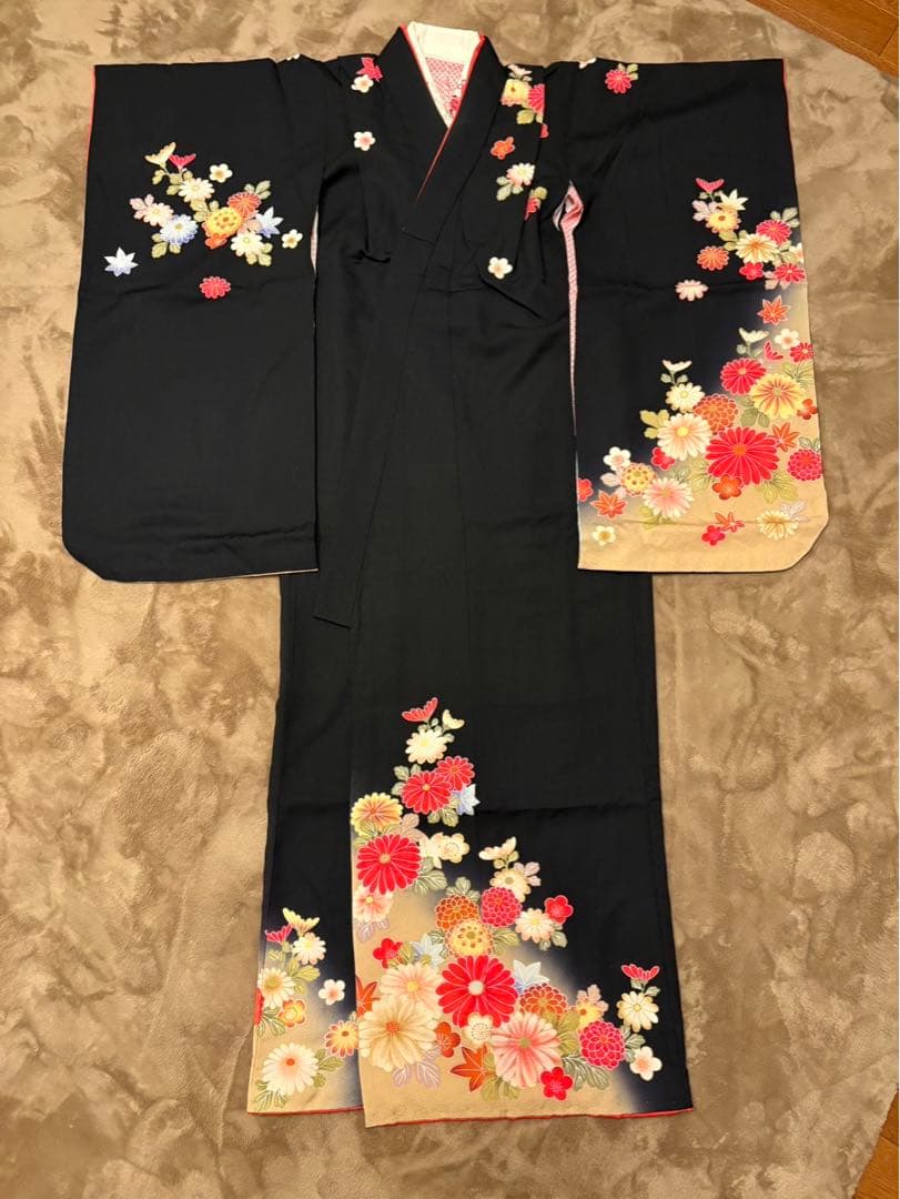 七五三用 花柄刺繍 着物セット