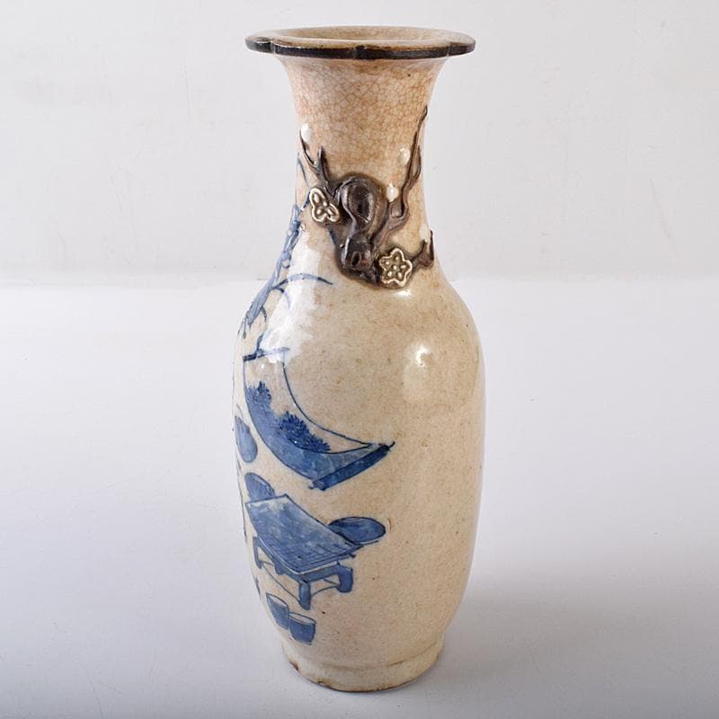 中国　成化年製　青花　花瓶文　貼梅双耳瓶　D　R7889