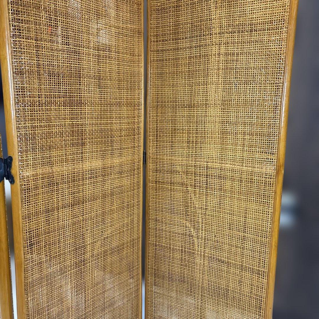 籐 ラタン 4連パーテーション 昭和レトロ 籐　間仕切り　衝立