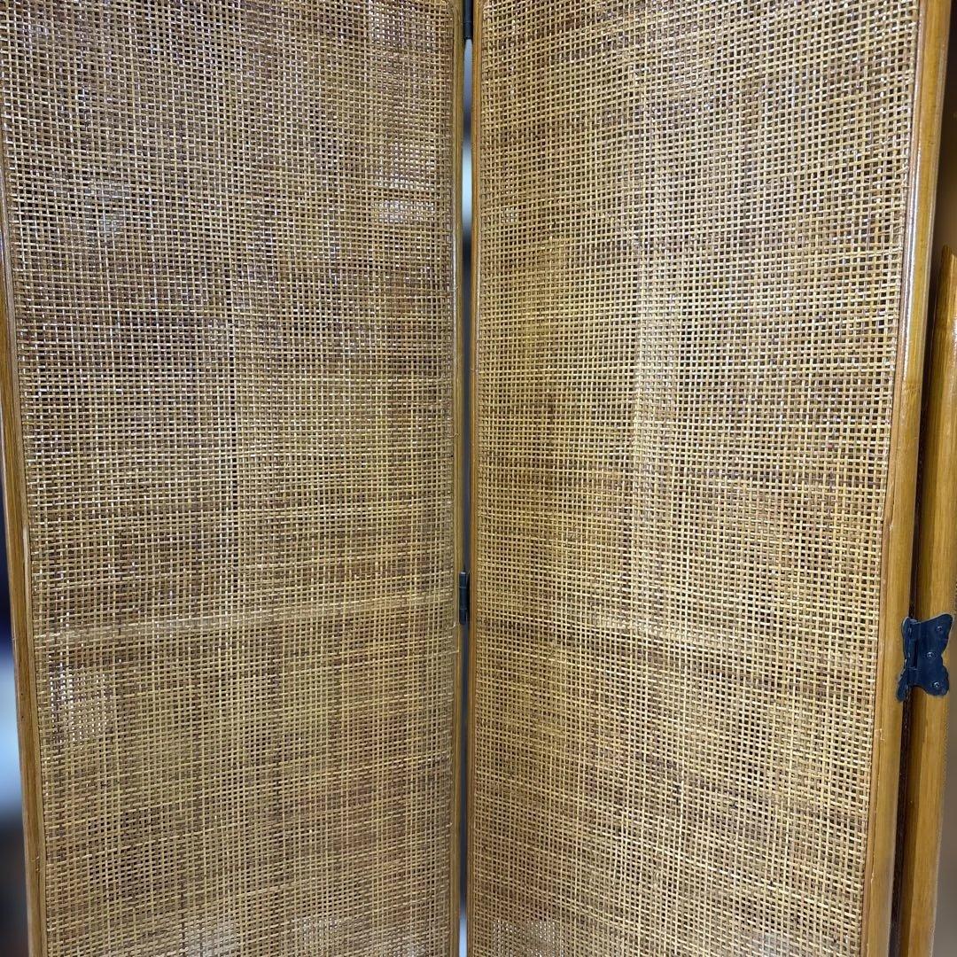 籐 ラタン 4連パーテーション 昭和レトロ 籐　間仕切り　衝立