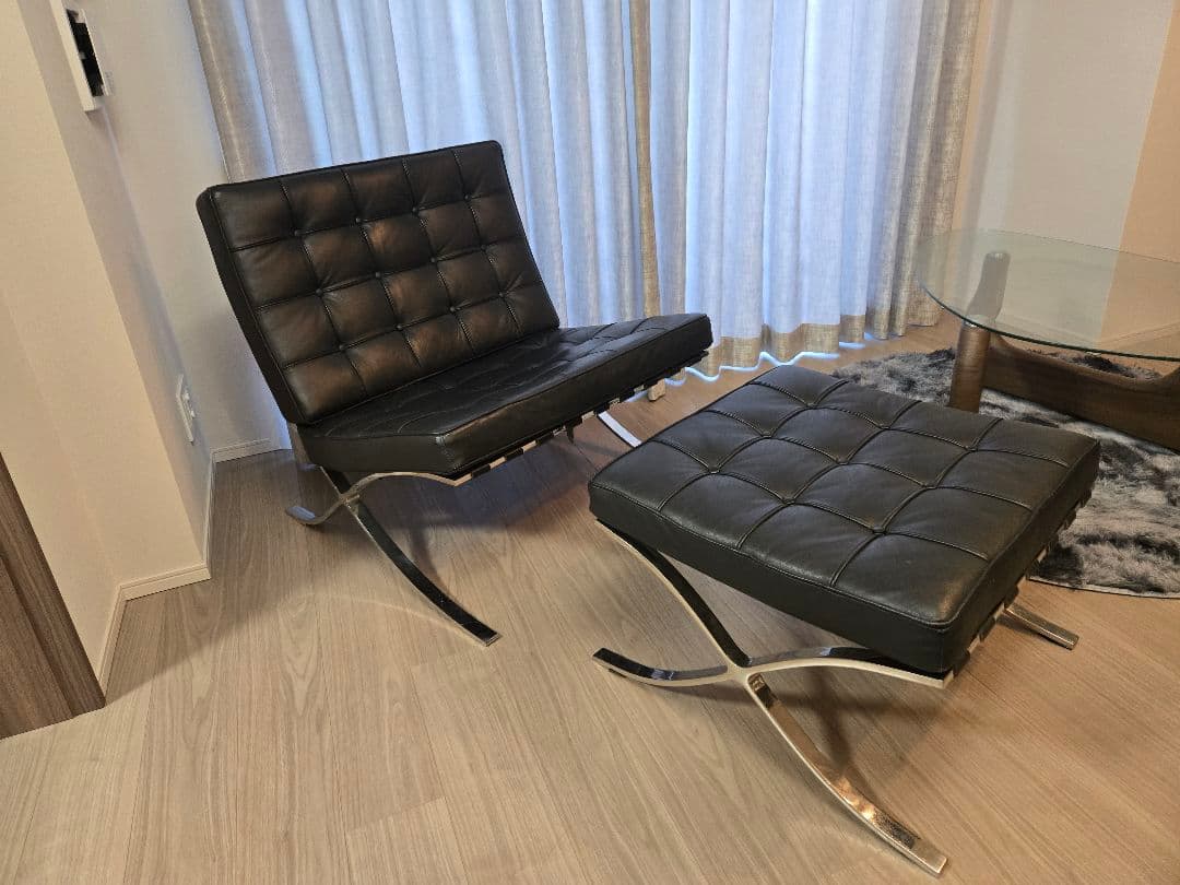 【hanamichin】バルセロナチェア&オットマン　セット