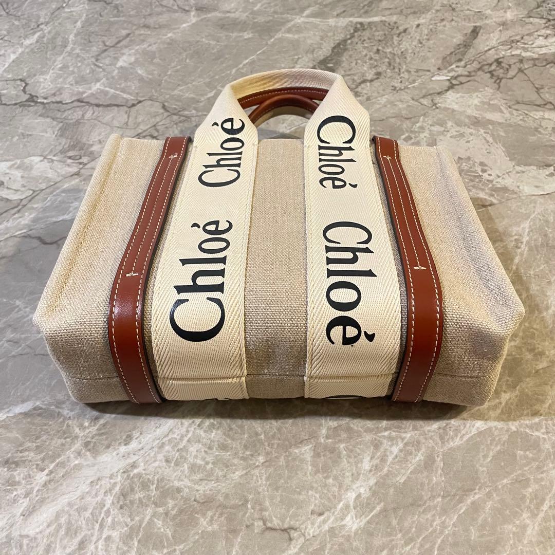 ✨美品✨Chloe リネン製WOODYスモールトートバッグ 正規品 即購入OK