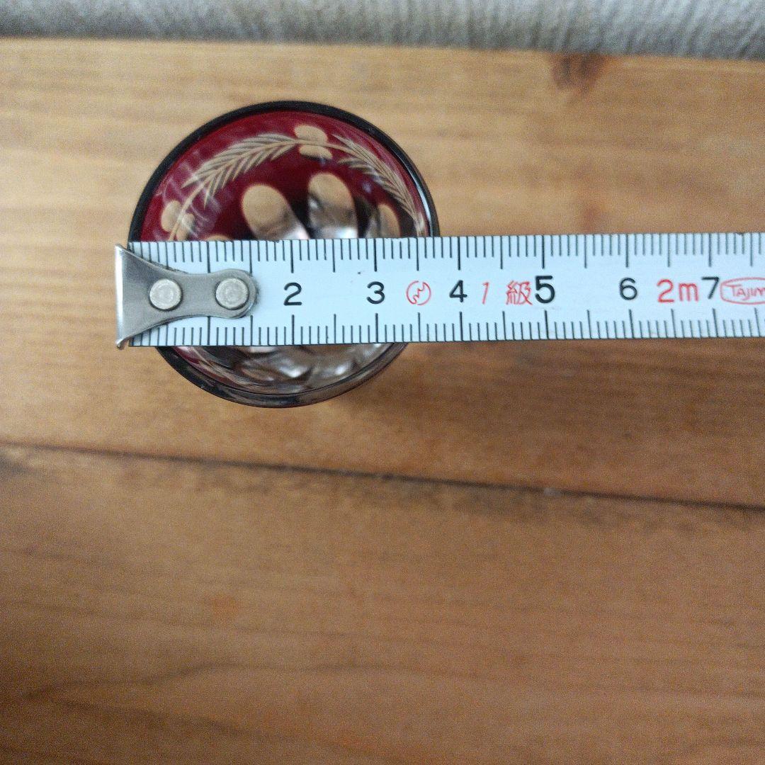 【昭和アンティーク】江戸切子（赤被せ）ショットグラス6個セット