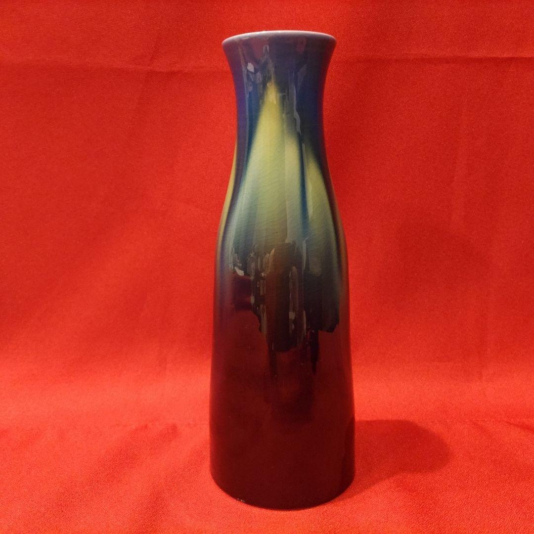 三代 徳田八十吉 彩釉 碧明釉 花入 人間国宝 花器 花瓶 九谷焼