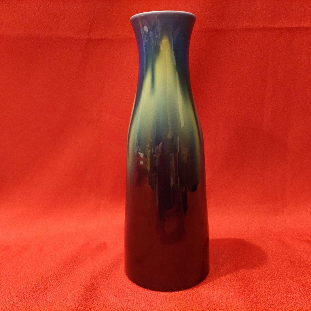 三代 徳田八十吉 彩釉 碧明釉 花入 人間国宝 花器 花瓶 九谷焼