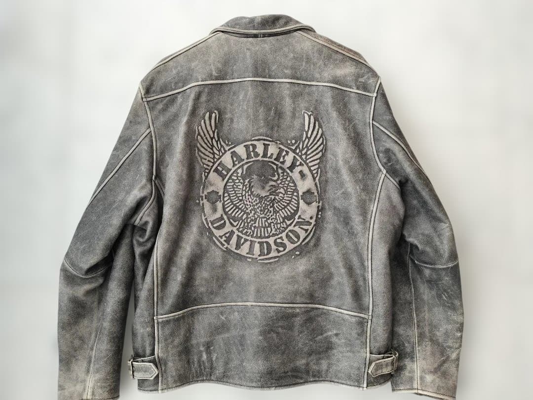 Harley Davidson シングルライダースジャケット グレー
