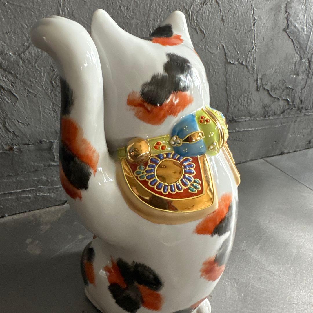 ヴィンテージ九谷焼　開運縁起物招き猫　希少品三毛猫