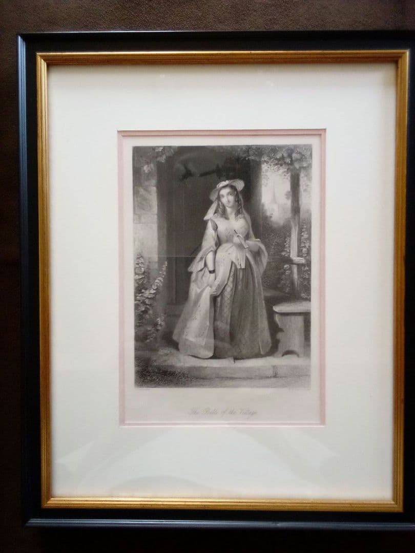 イギリス 銅版画 (エッチング技法) 婦人像