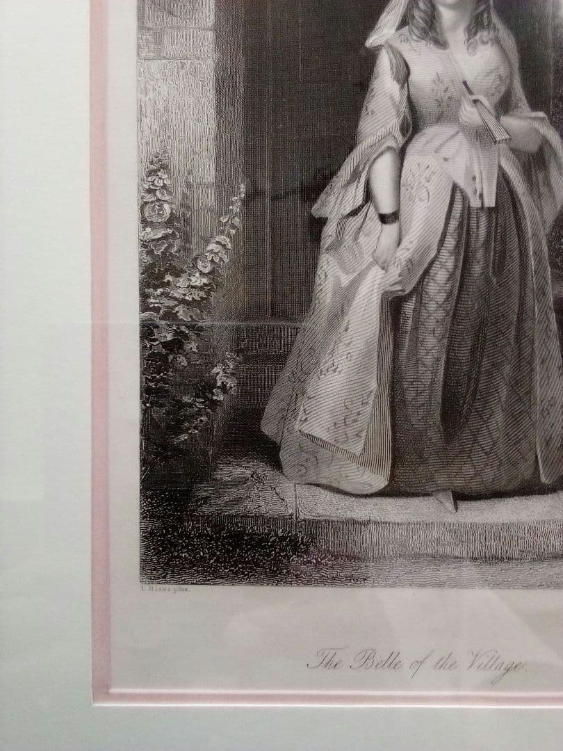 イギリス 銅版画 (エッチング技法) 婦人像