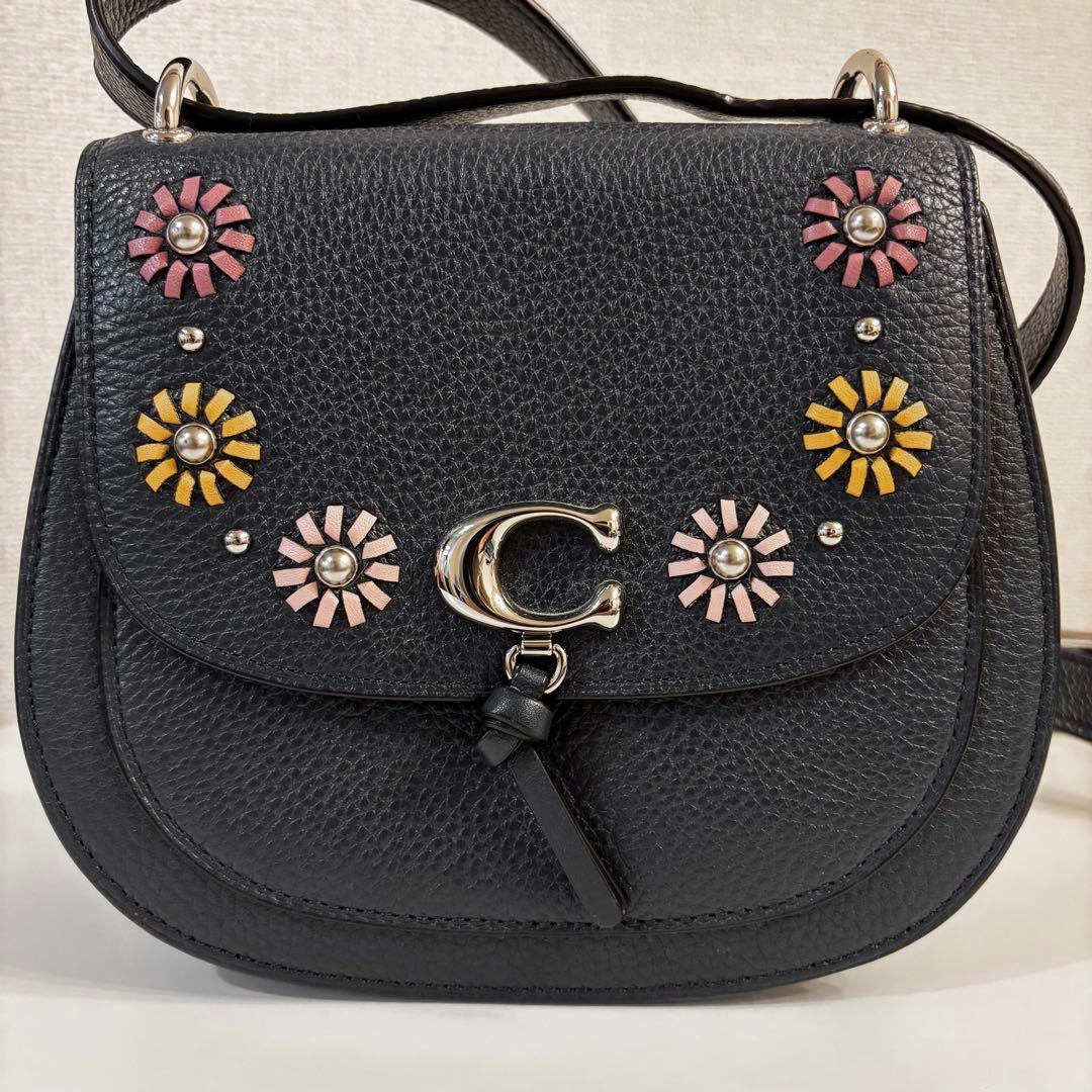 coach 花柄 レザー ショルダーバッグ