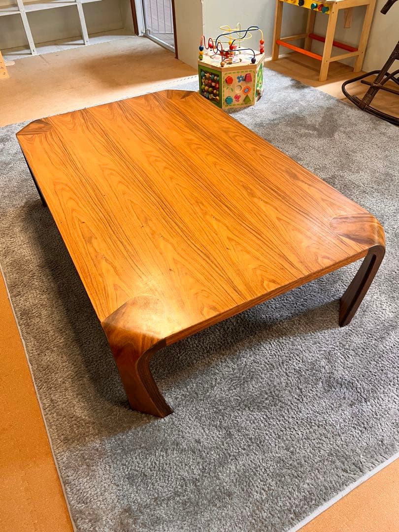 天童木工　木製 長方形テーブル 曲線脚