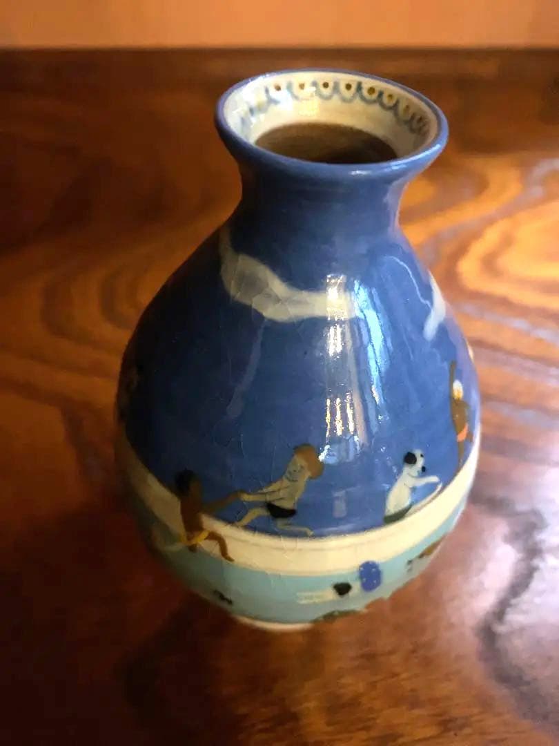 希少！スナフジタチサト作愛らしい遊泳陶芸徳利花器（検Loeweロエベ鹿児島睦
