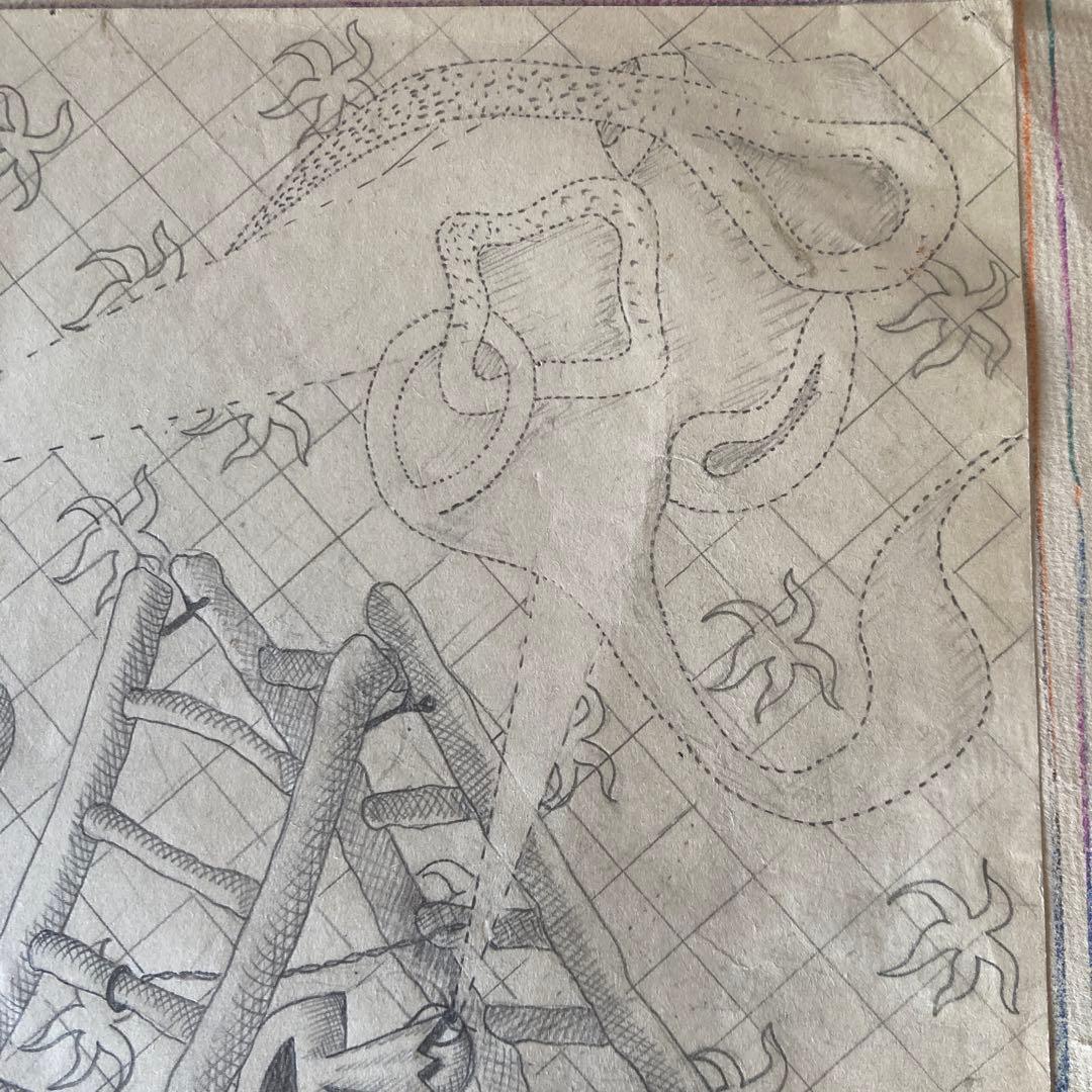 1943年unknown drawing シュールレアリズム　ビンテージパリ画家