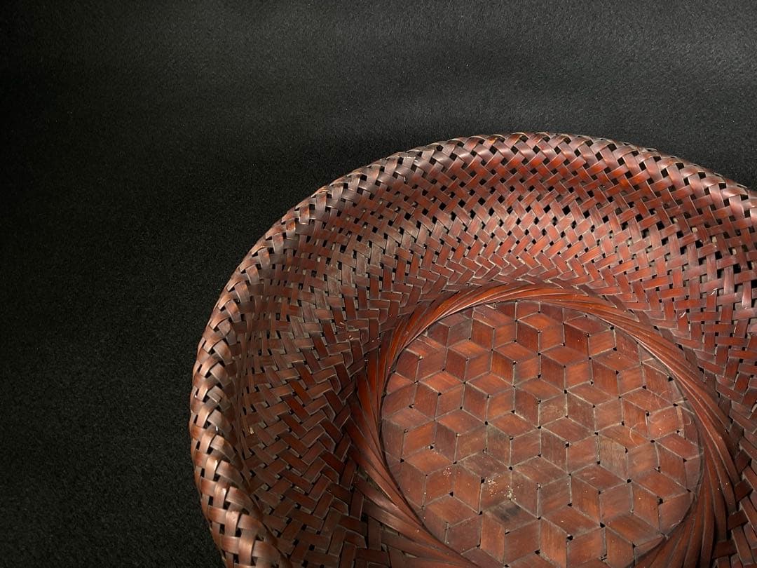 田辺竹雲斎造　竹籠　菓子籠　竹細工　茶道具　煎茶道具　径約28cm