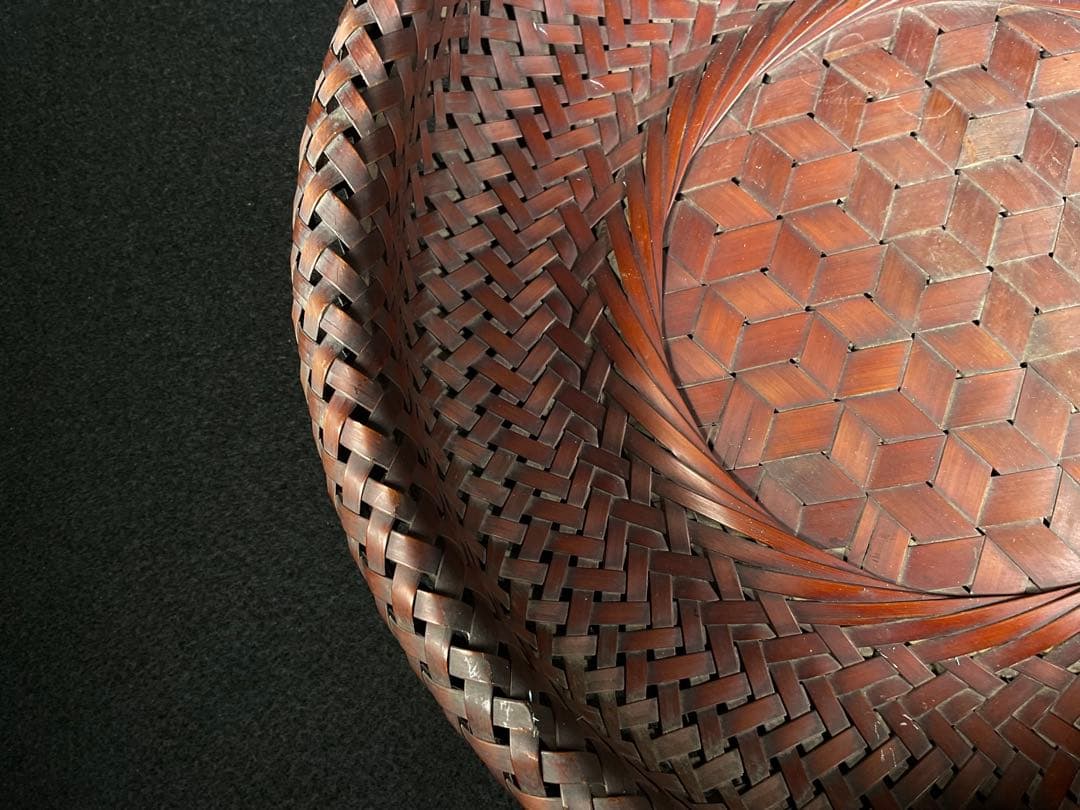 田辺竹雲斎造　竹籠　菓子籠　竹細工　茶道具　煎茶道具　径約28cm
