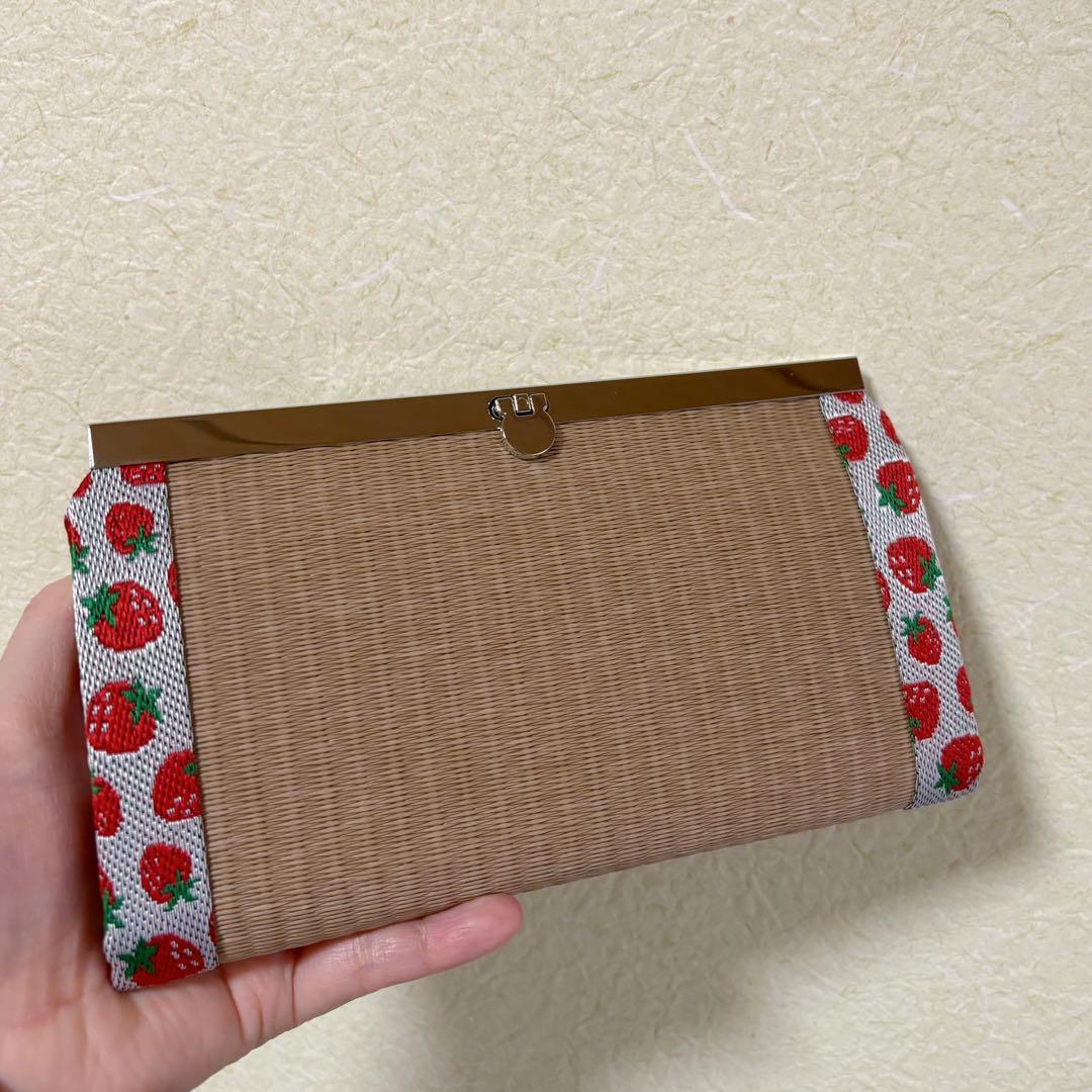 ハンドメイド　和風 畳がま口長財布　いちご　さくら　海外プレゼント