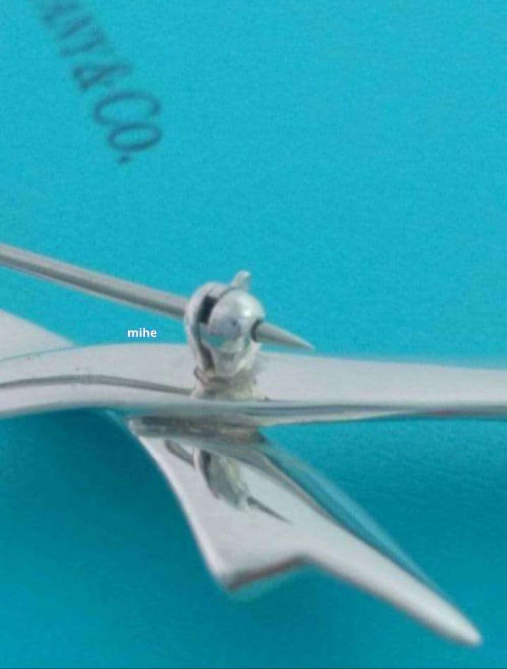 レア 磨き済 ティファニー リボン ブローチ ラージ シルバー