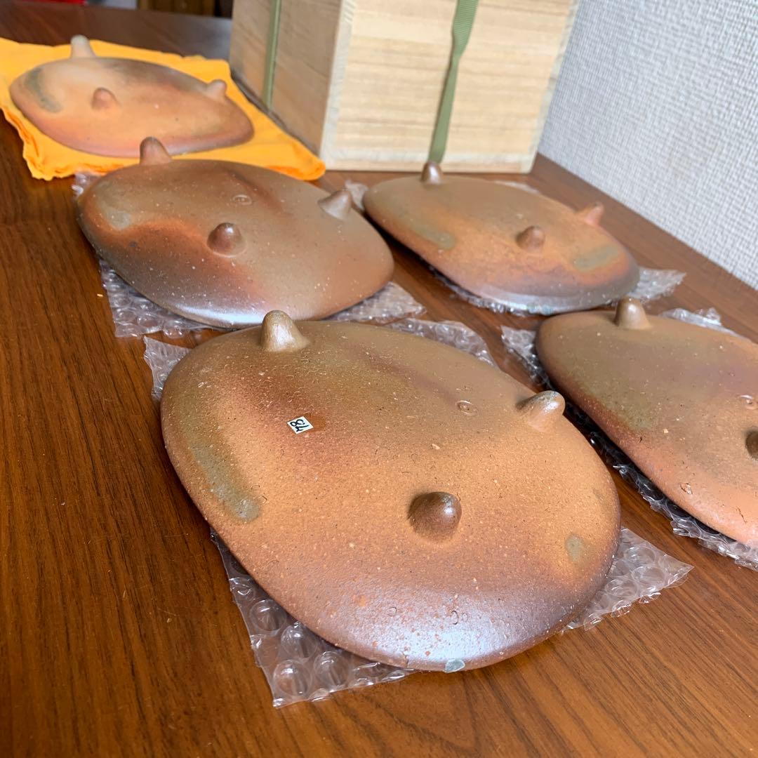 備前焼 金重有邦 皿 伊部三足平向付 5枚セット