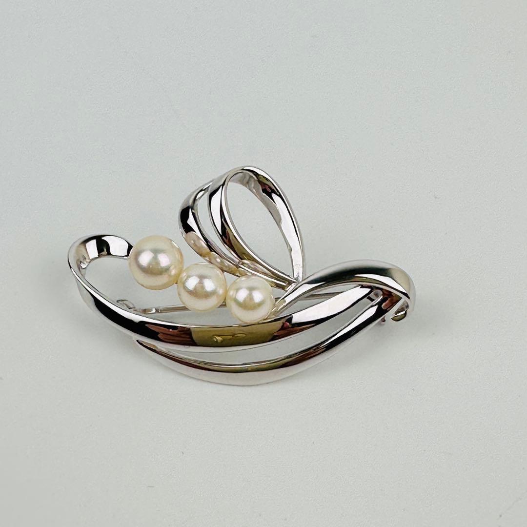 美品　ミキモト　シルバー 真珠 ブローチ　コサージュ　アクセサリー　ロゴ