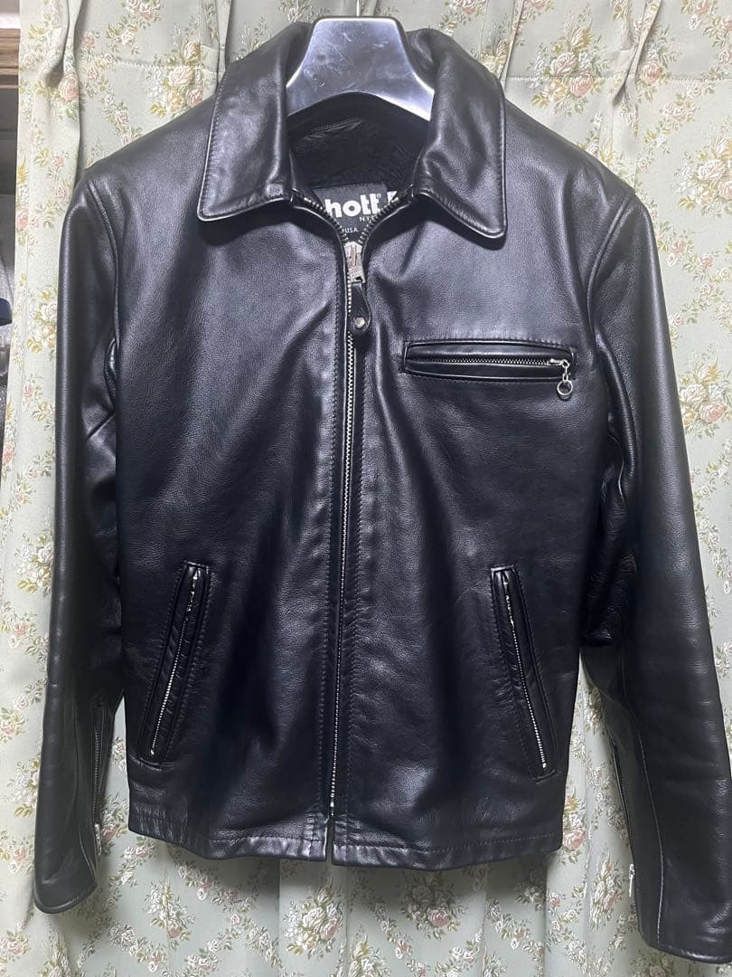 Schott ブラック シングルライダースジャケット　643 36サイズ