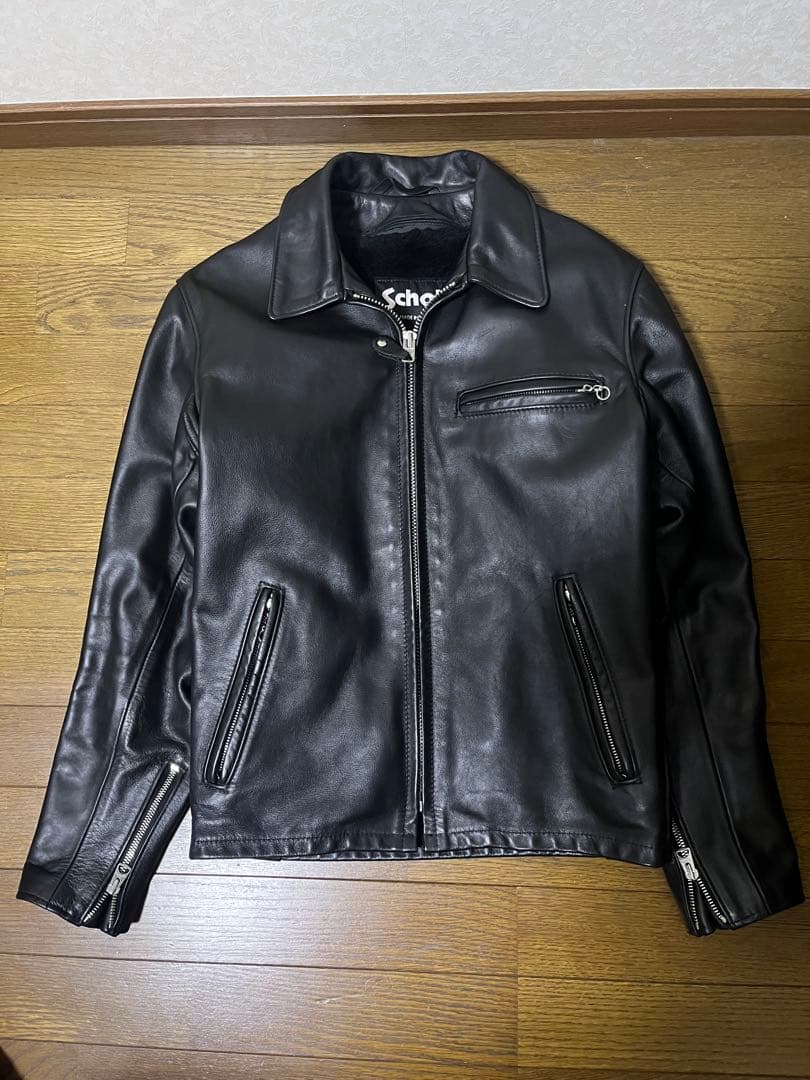 Schott ブラック シングルライダースジャケット　643 36サイズ