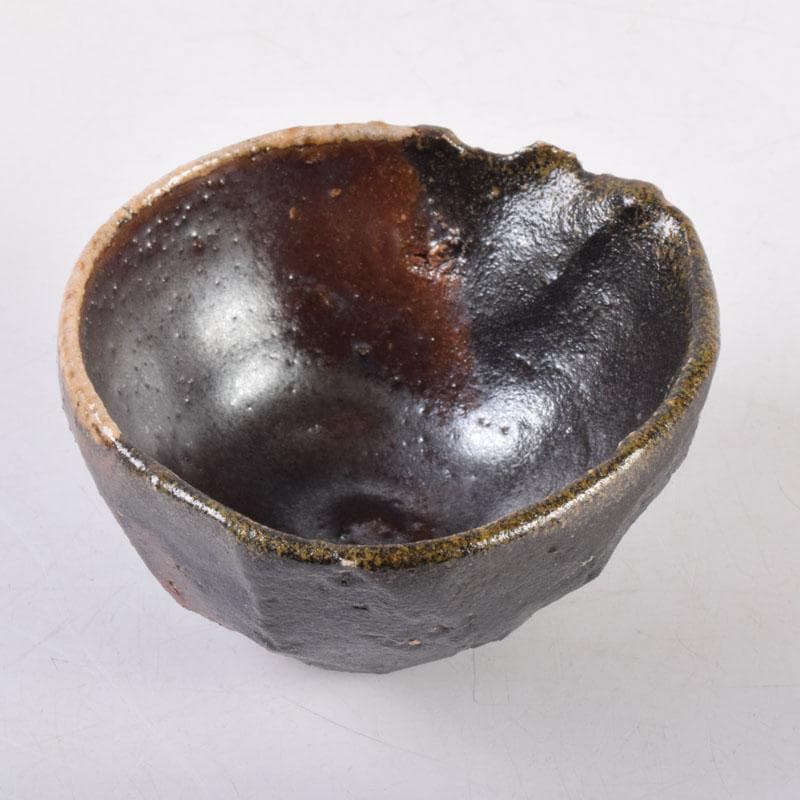 美濃焼　養心窯　樋口雅之作　織部　ぐい呑　酒盃　共布共箱　C　8404