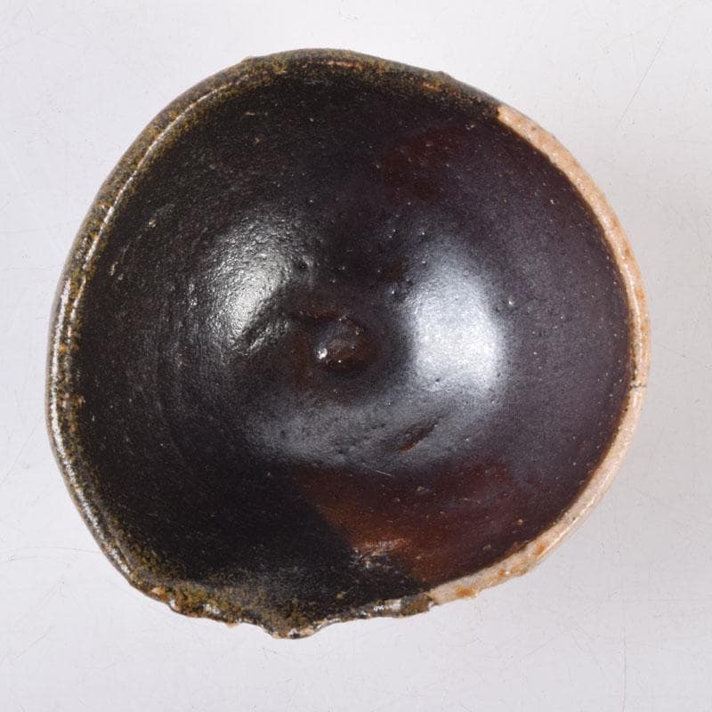 美濃焼　養心窯　樋口雅之作　織部　ぐい呑　酒盃　共布共箱　C　8404