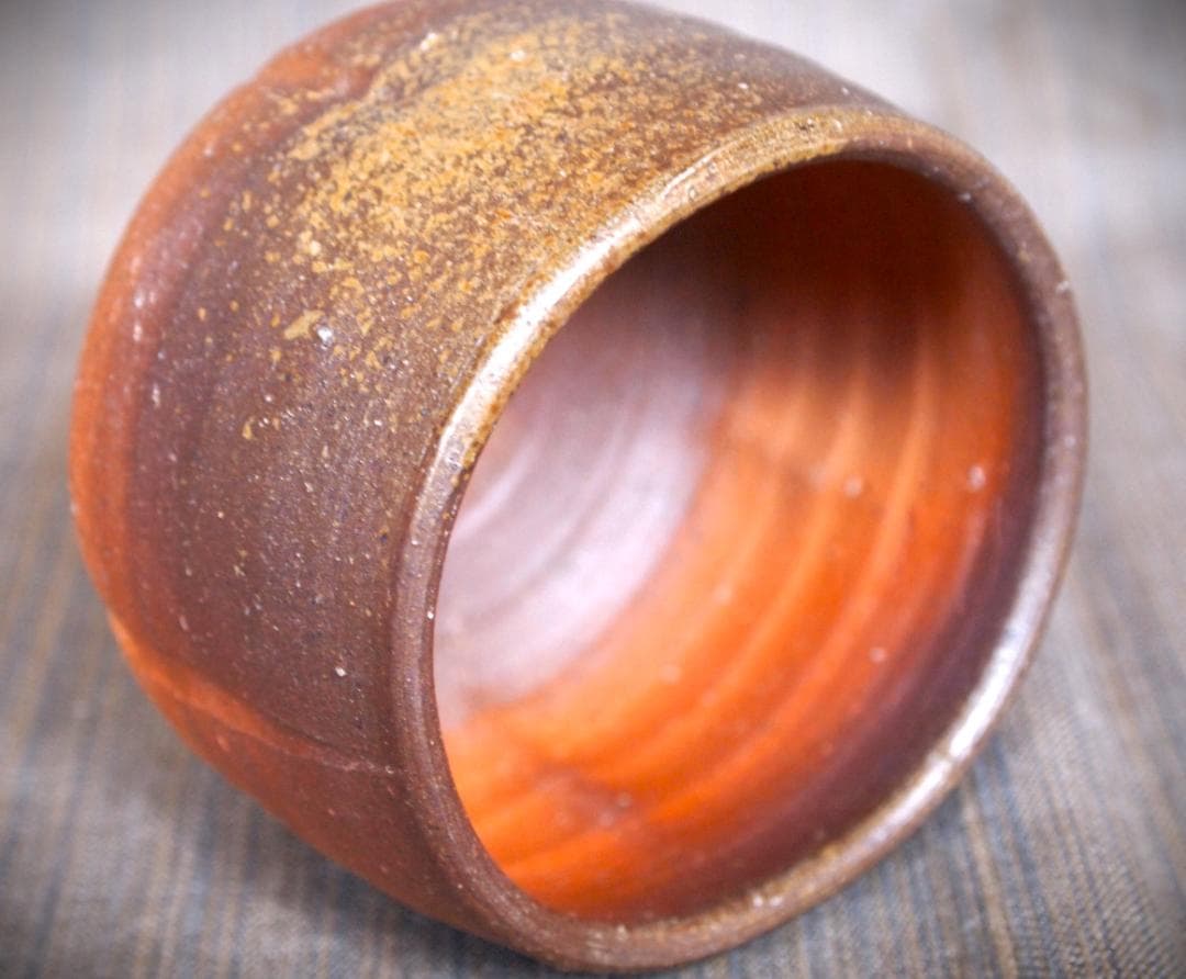 人気作家★中村真【師：中村六郎・金重道明】備前（窯変）湯のみ★共箱