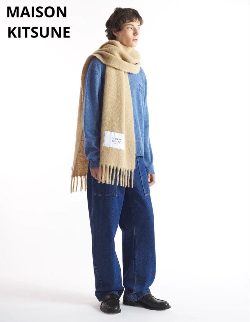【極美品】MAISON KITSUNE メゾンキツネ マフラー ベージュ ウール