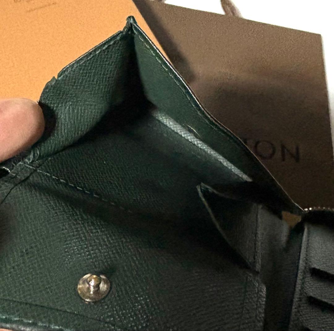 パパ！Louis Vuitton☆グリーンレザー 折り財布☆保管ケース