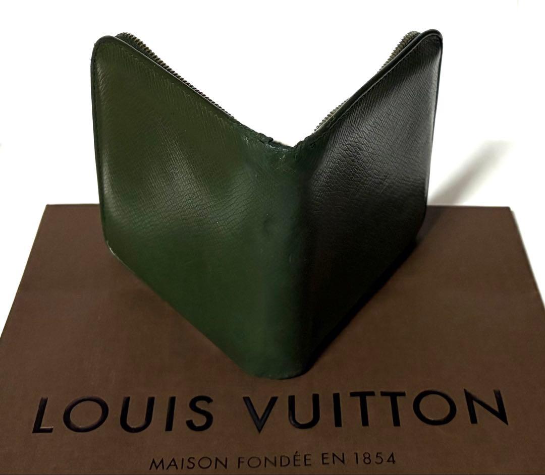 パパ！Louis Vuitton☆グリーンレザー 折り財布☆保管ケース