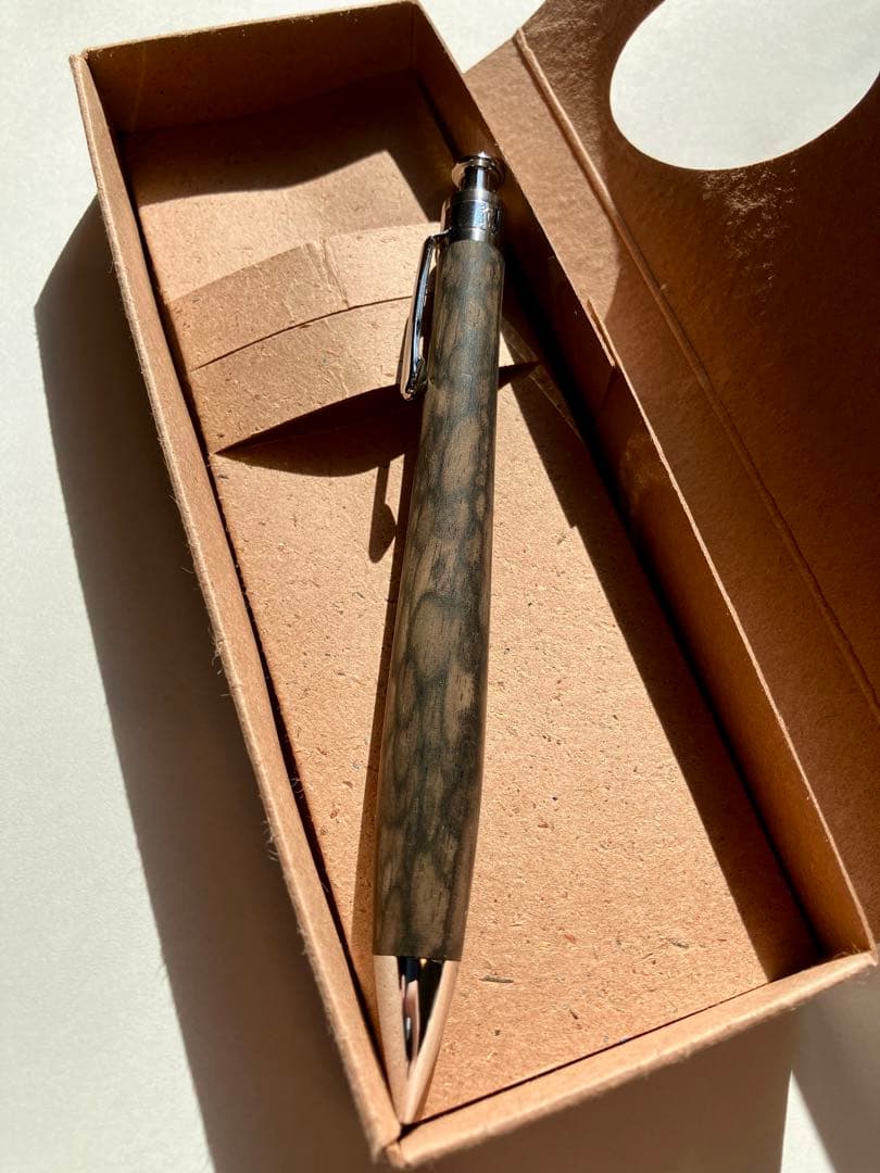 【未使用に近い】工房楔　シャープペンシル　黒柿孔雀杢　ペンシル楔0.5mm