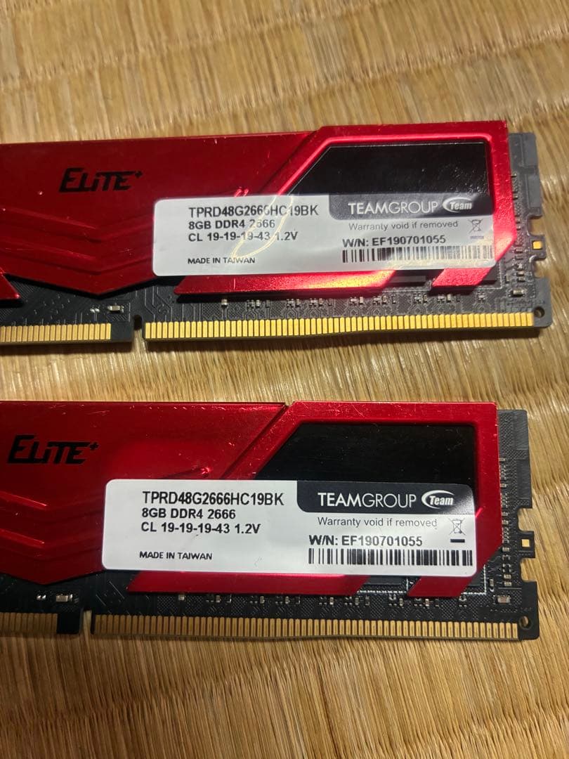 TEAMGROUPメモリ 8GB2枚　DDR4 2666 合計16GB