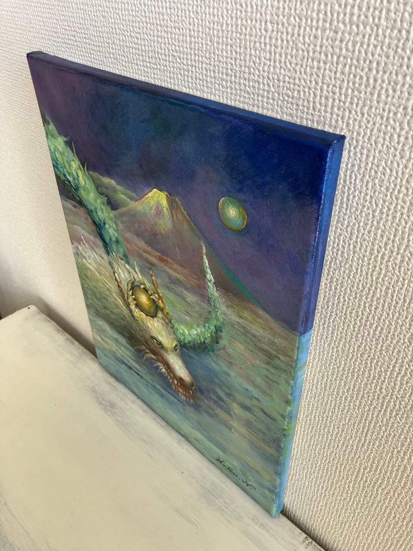 ☆ HaRu 辰年 龍 竜 富士山 縁起物 1点物 真作 原画 絵画 油絵 ♪